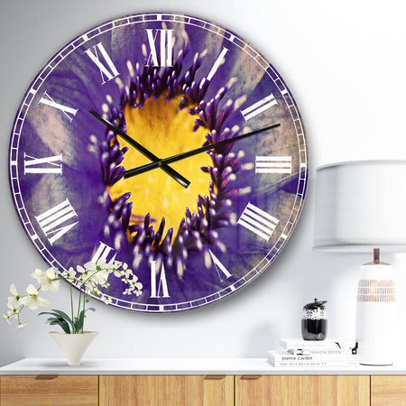 Blue Lotus Close up Watercolor - Flowers Wall CLock