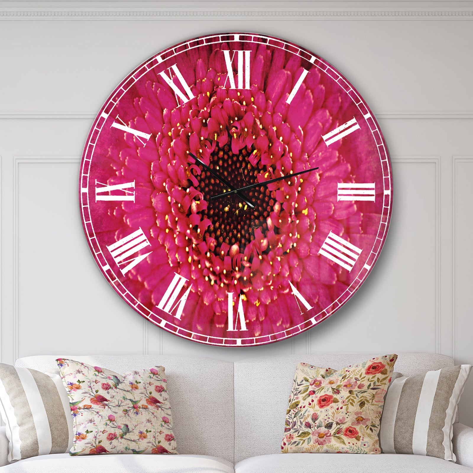 Macro Photo of Gerbera Flower - Oversized Floral Wall CLock
