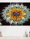 Yellow Blue Abstract 3D Flower - Cottage 3 Panels Large Wall CLock