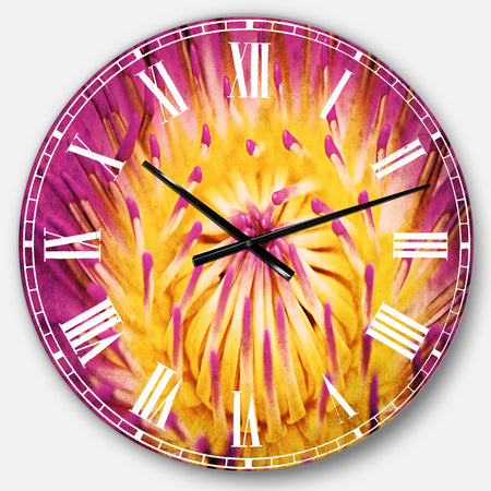 Pink Yellow Abstract Lotus Flower - Flowers Large Wall CLock