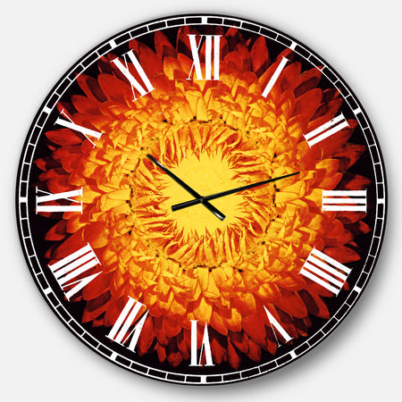Everlasting Straw Flower on Black - Oversized Floral Wall CLock