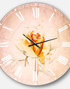 Yellow Rose Sketch on White Back - Flower Wall CLock