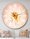 Yellow Rose Sketch on White Back - Flower Wall CLock
