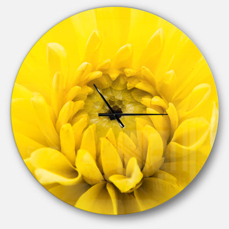 Yellow Chrysanthemum Gold Flower - Oversized Traditional Wall CLock