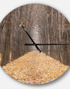 Yellow Road through Fall Forest - Oversized Traditional Wall CLock