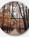 Road in Autumn Golden Forest - Oversized Traditional Wall CLock
