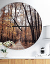 Road in Autumn Golden Forest - Oversized Traditional Wall CLock