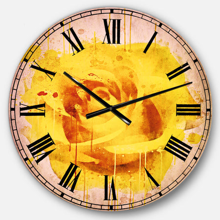 Beautiful Rose in Yellow Watercolor - Floral Wall CLock