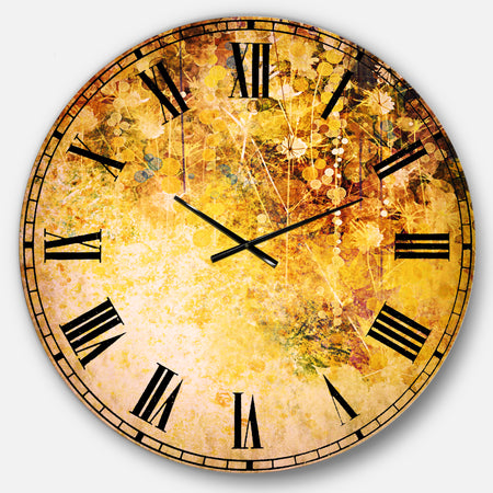 White Flowers and Soft Color Leaves - Floral Large Wall CLock