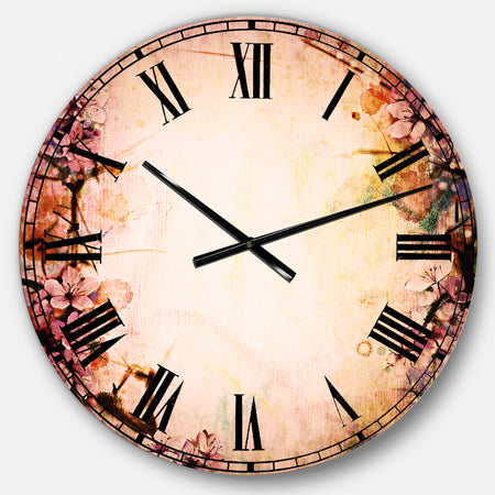 Pink Sakura on Blurred Background - Floral Large Wall CLock