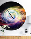 Bright Wave Particle in Air on Black - Oversized Modern Wall CLock