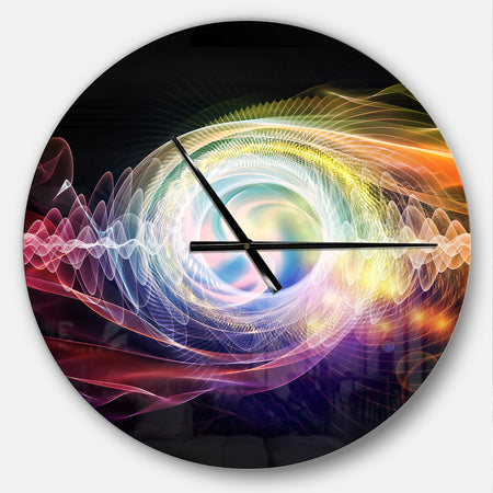 Bright Wave Particle in Air on Black - Oversized Modern Wall CLock