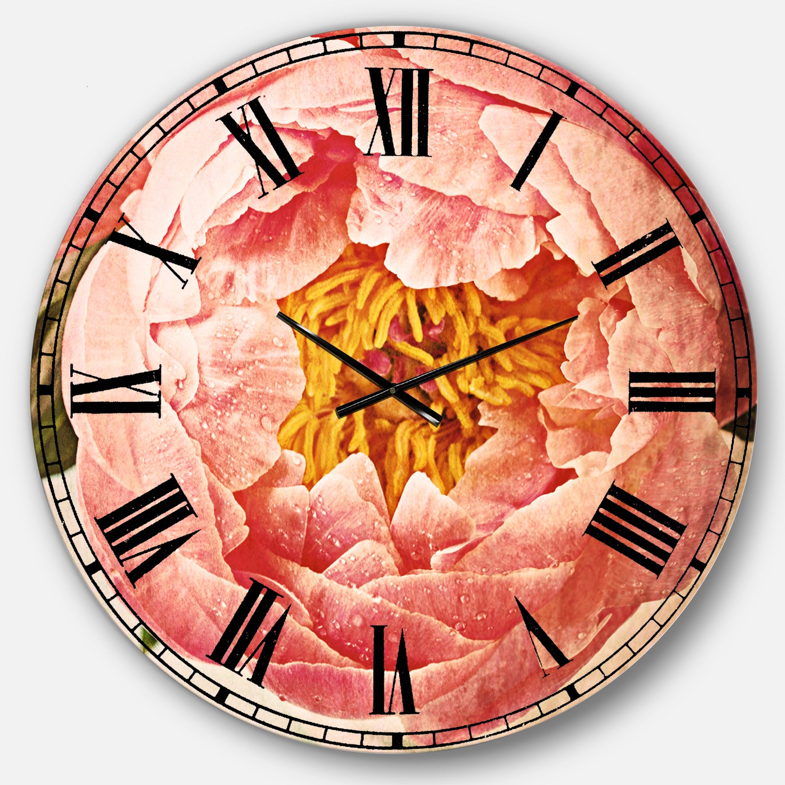 Bunch of Light Pink Peony Flowers - Floral Large Wall CLock