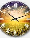 Beauty Sunset over Sunflowers Field - Oversized Floral Wall CLock