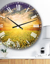 Beauty Sunset over Sunflowers Field - Oversized Floral Wall CLock