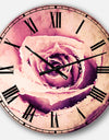 Purple Wet Rose Background - Flowers Large Wall CLock