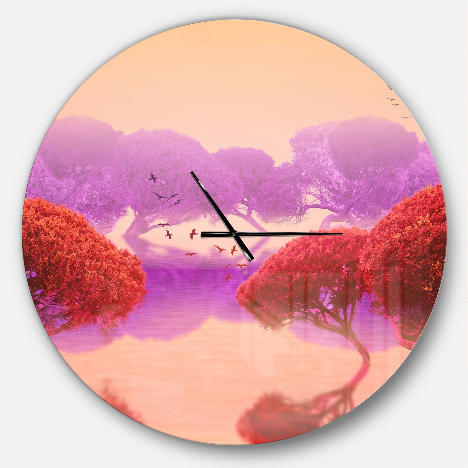 Red and Purple Japanese Gardens - Oversized Traditional Wall CLock