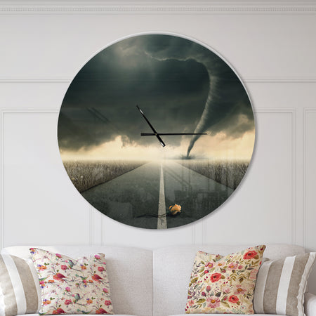 Yellow Rose on the Dark Road - Oversized Landscapes Wall CLock