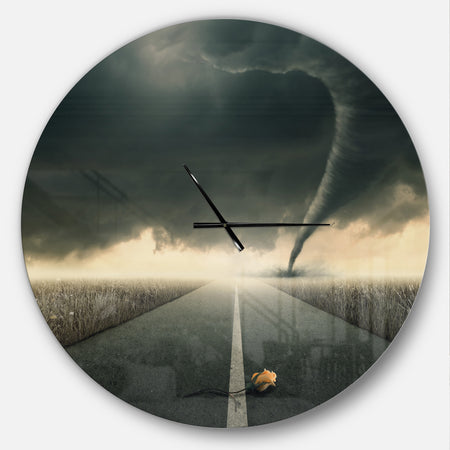 Yellow Rose on the Dark Road - Oversized Landscapes Wall CLock