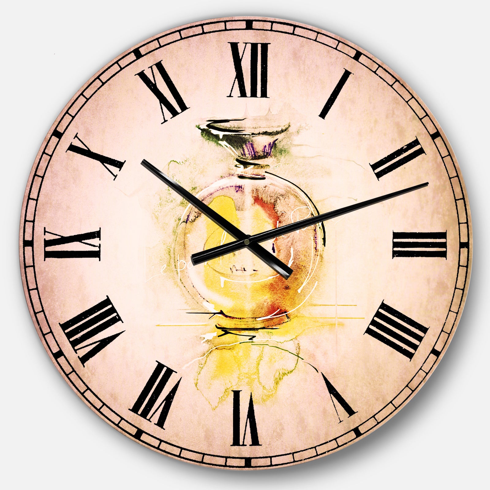 Perfume Bottle Watercolor - Animal Large Wall CLock