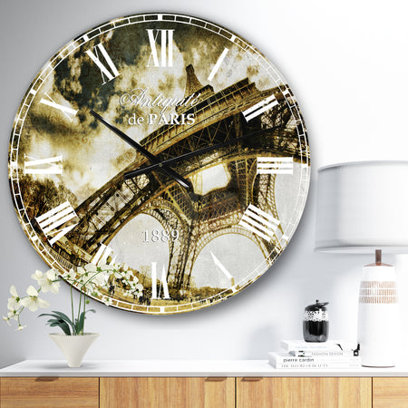 Paris Eiffel Towerin Sunny Winter Morning - Oversized Wall CLock
