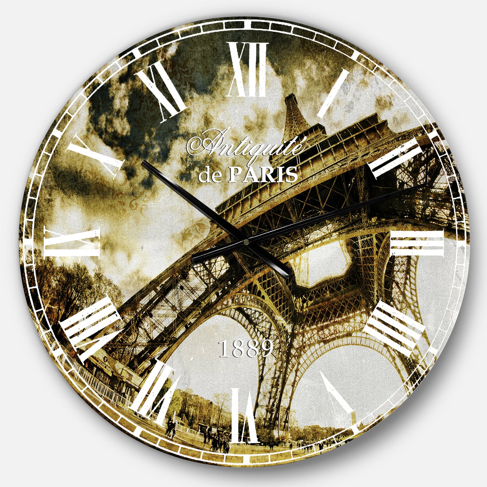 Paris Eiffel Towerin Sunny Winter Morning - Oversized Wall CLock
