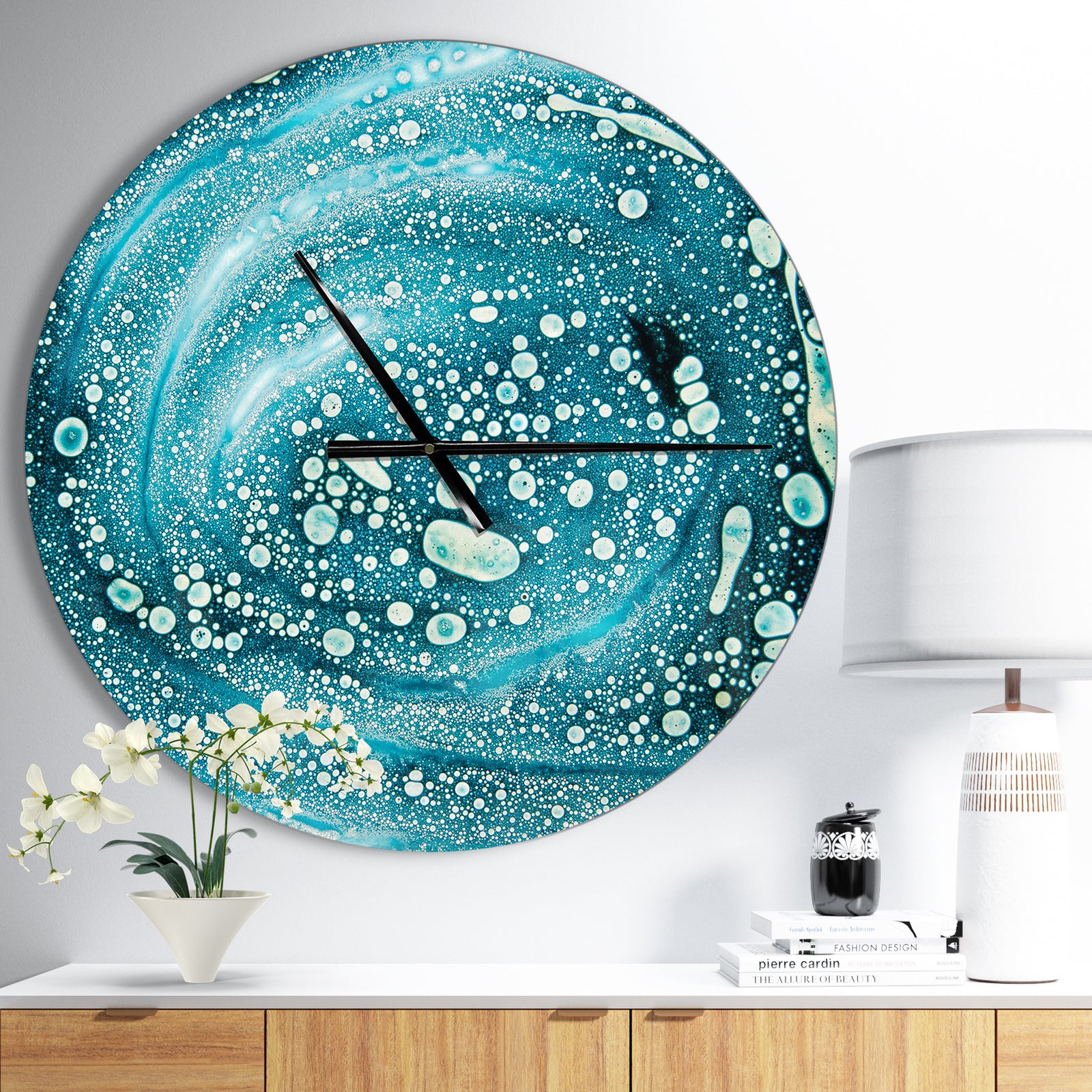 Precious Blue Fabulous Pattern - Oversized Modern Wall CLock