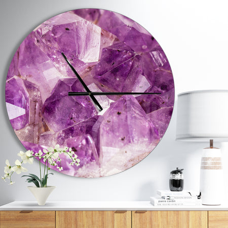 Purple Amethyst Macro - Oversized Modern Wall CLock