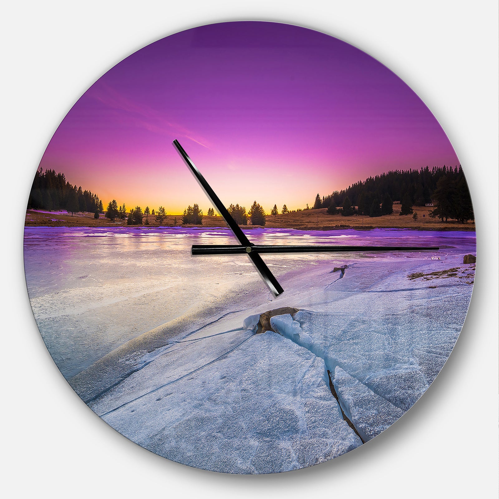 Sunrise over Frozen Lake - Oversized Landscapes Wall CLock