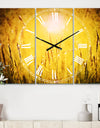 Yellow Grass Flower at Sunset - Cottage 3 Panels Oversized Wall CLock