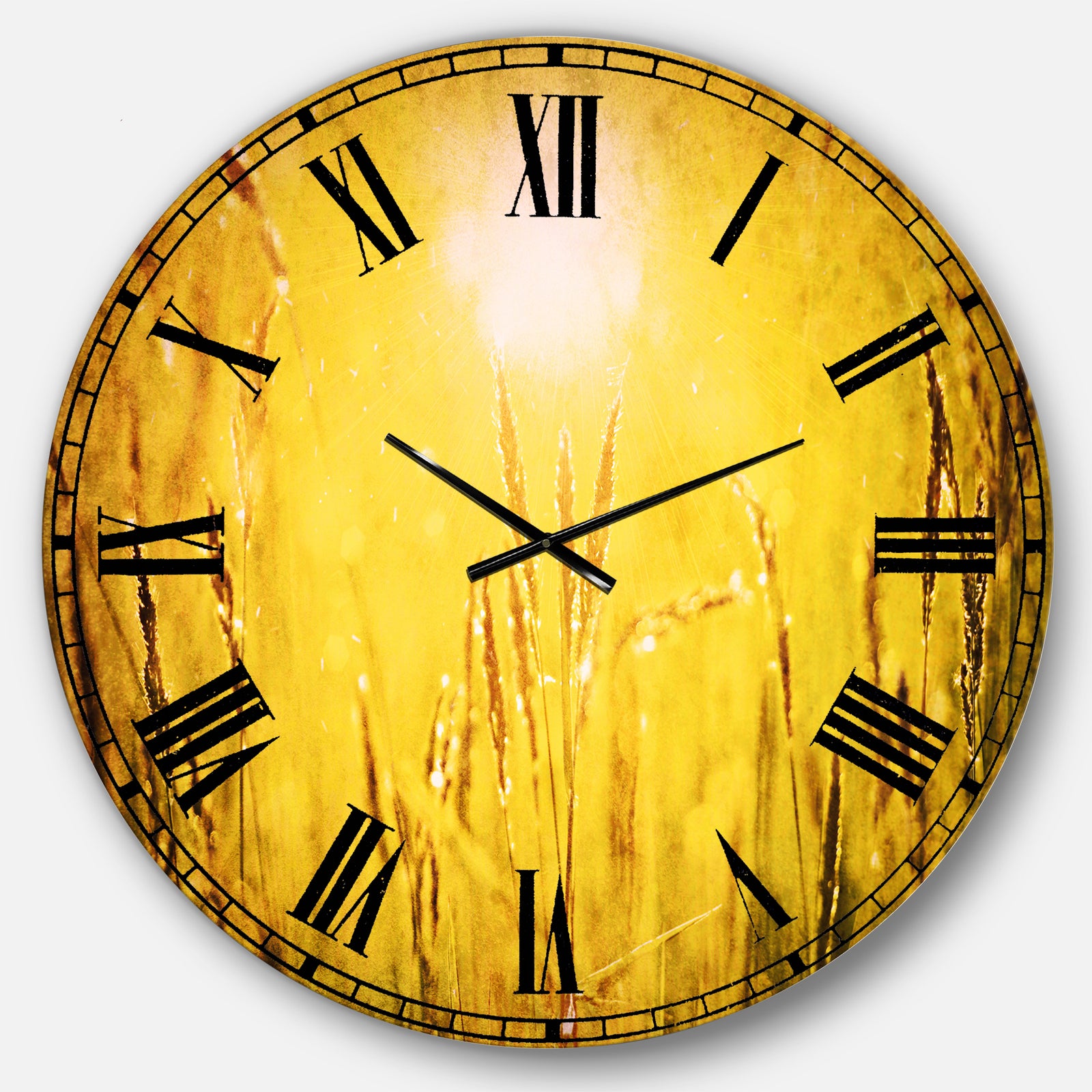 Yellow Grass Flower at Sunset - Landscape Wall CLock