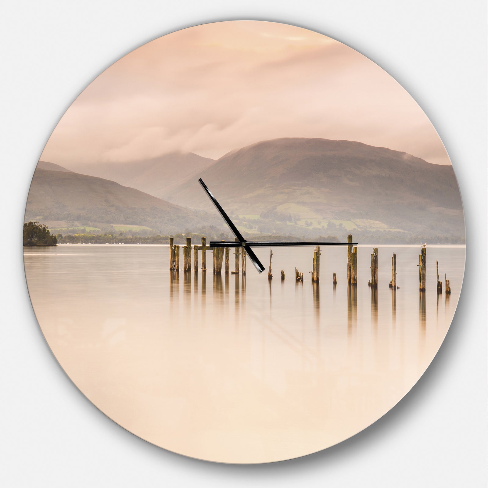 Loch Lomond Jetty and Mountains - Oversized Coastal Wall CLock