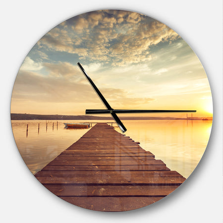 Sea Pier under Beautiful Cloudscape - Oversized Coastal Wall CLock