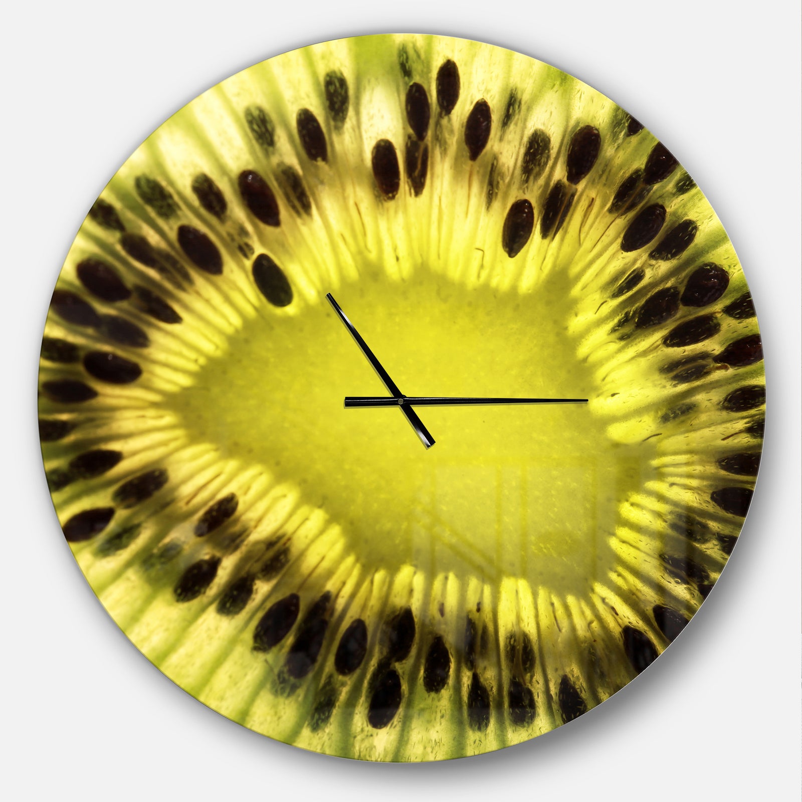 Green Kiwi Seeds and Inside Pattern - Oversized Modern Wall CLock