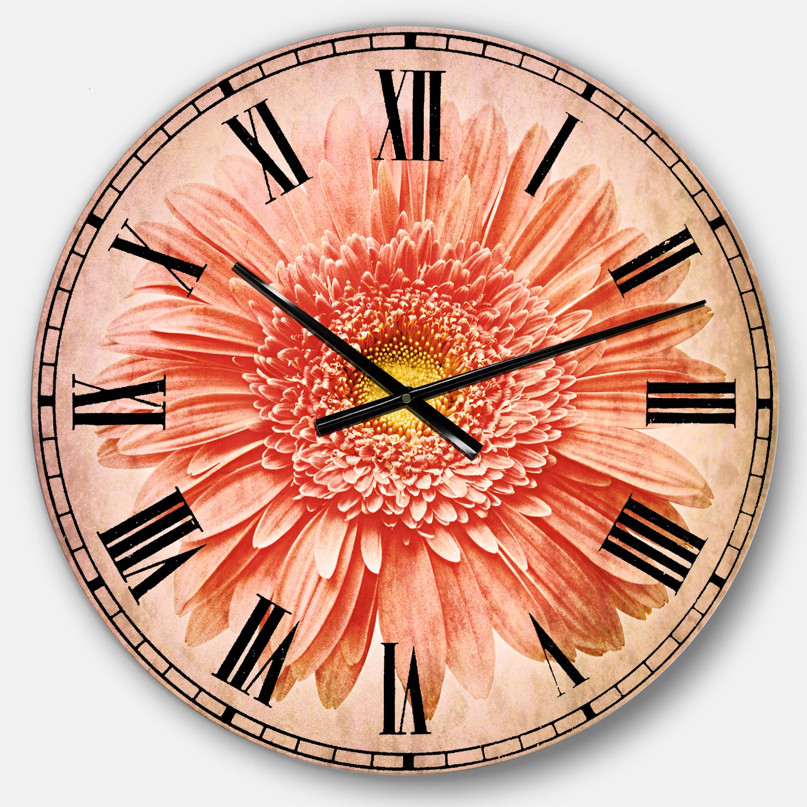 Single Daisy on White Background - Oversized Floral Wall CLock