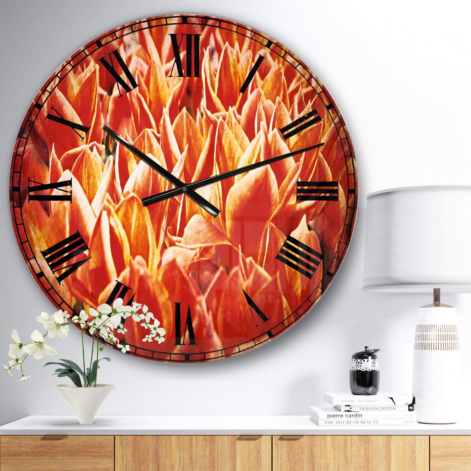 Tulip Flowers in the Keukenhof Park - Floral Large Wall CLock