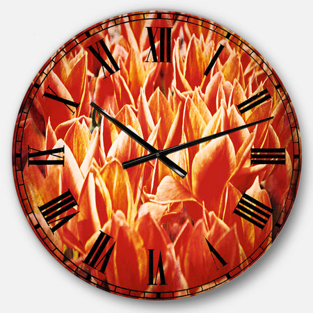 Tulip Flowers in the Keukenhof Park - Floral Large Wall CLock