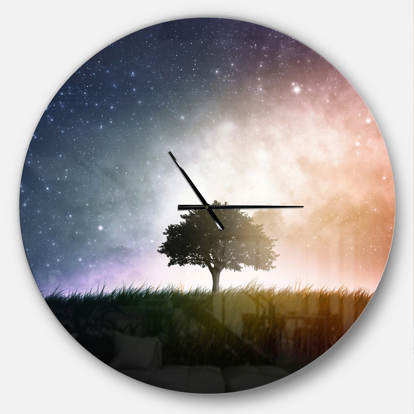 Single Tree Space Background - Oversized Traditional Wall CLock