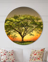 Green Tree against Setting Sun - Oversized Traditional Wall CLock