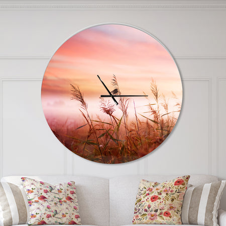 Foggy Land with Early Morning Mist - Oversized Traditional Wall CLock