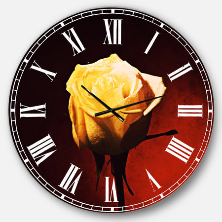 Beautiful Yellow Colored Rose - Oversized Floral Wall CLock