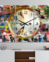 People and Time Acrylic Watercolor - Modern 3 Panels Oversized Wall CLock