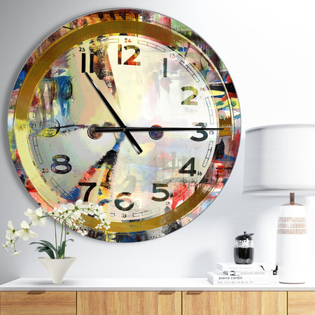 People and Time Acrylic Watercolor - Oversized Modern Wall CLock