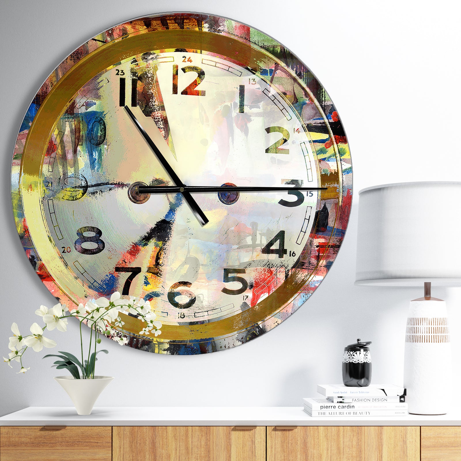 People and Time Acrylic Watercolor - Oversized Modern Wall CLock