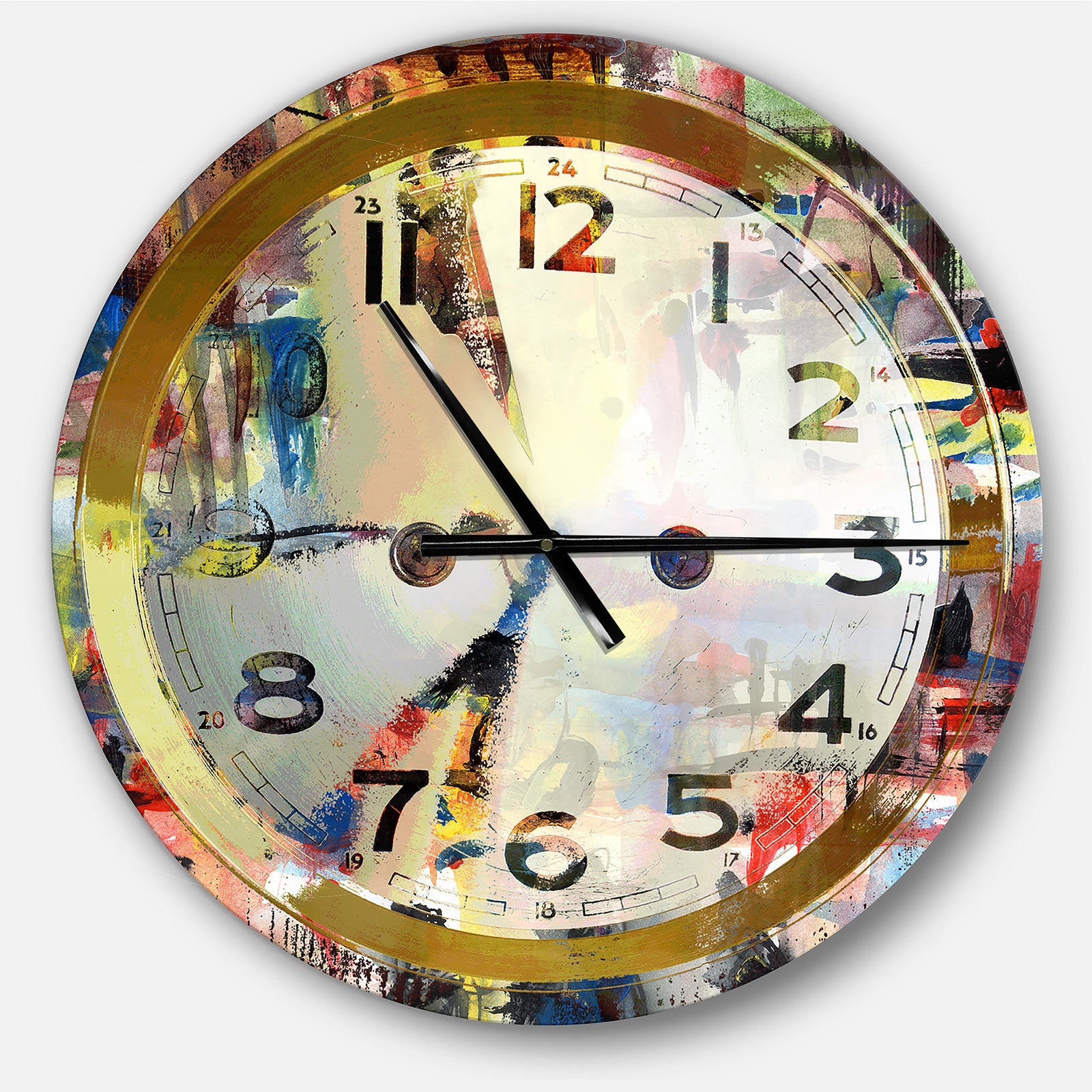 People and Time Acrylic Watercolor - Oversized Modern Wall CLock