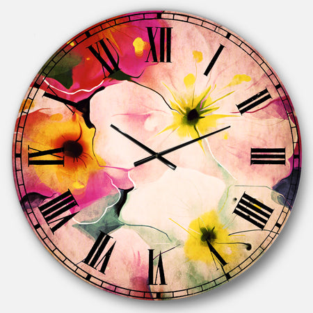 Colorful Watercolor Floral Pattern - Floral Large Wall CLock