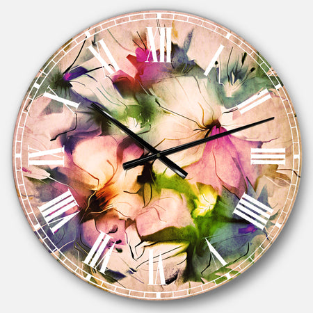Watercolor Floral Bouquet - Floral Large Wall CLock