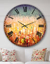 Abstract Flower Field Watercolor Painting - Floral Large Wall CLock