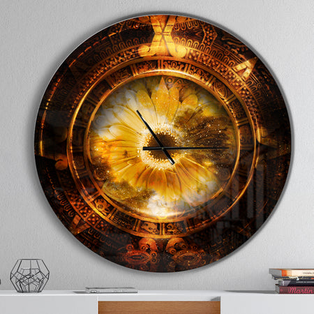 Ancient Mayan Calendar Collage - Oversized Modern Wall CLock