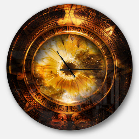 Ancient Mayan Calendar Collage - Oversized Modern Wall CLock